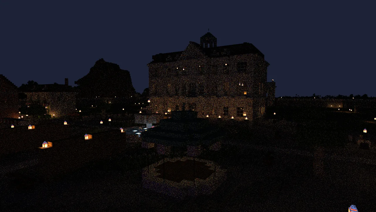 The square at night, where the festival happens.