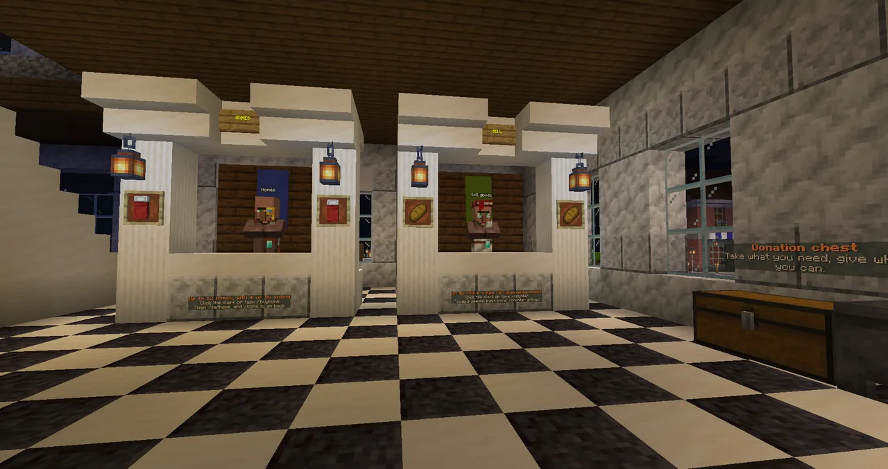 The Homes and Sell goods counters, in the entrance hall of the town hall.