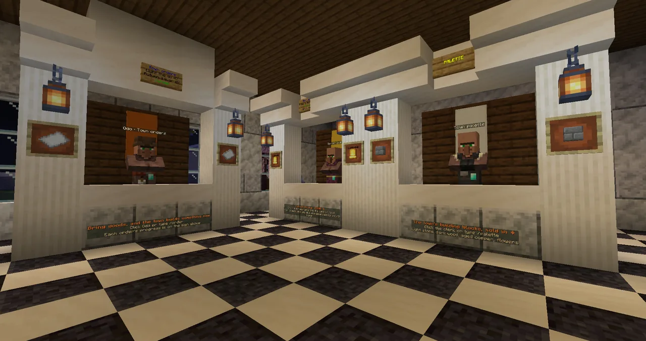 The Town palette and Server goal counters, in the entrance hall of the town hall.