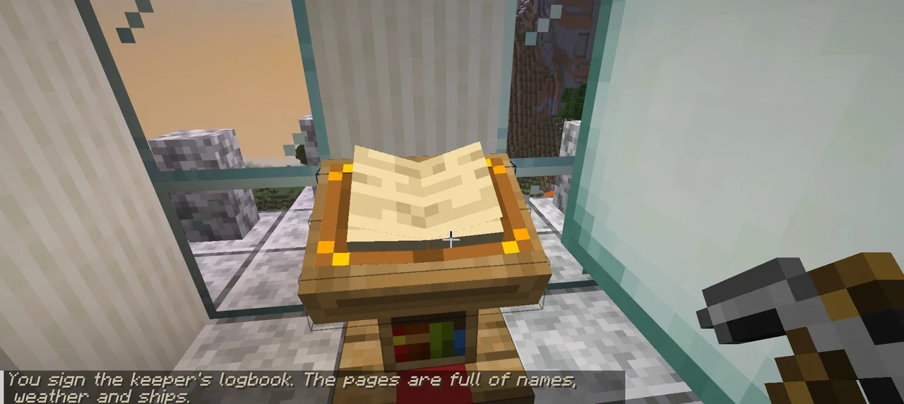 The keeper's logbook at the top of the lighthouse; signing it is sometimes one of the week's errands.