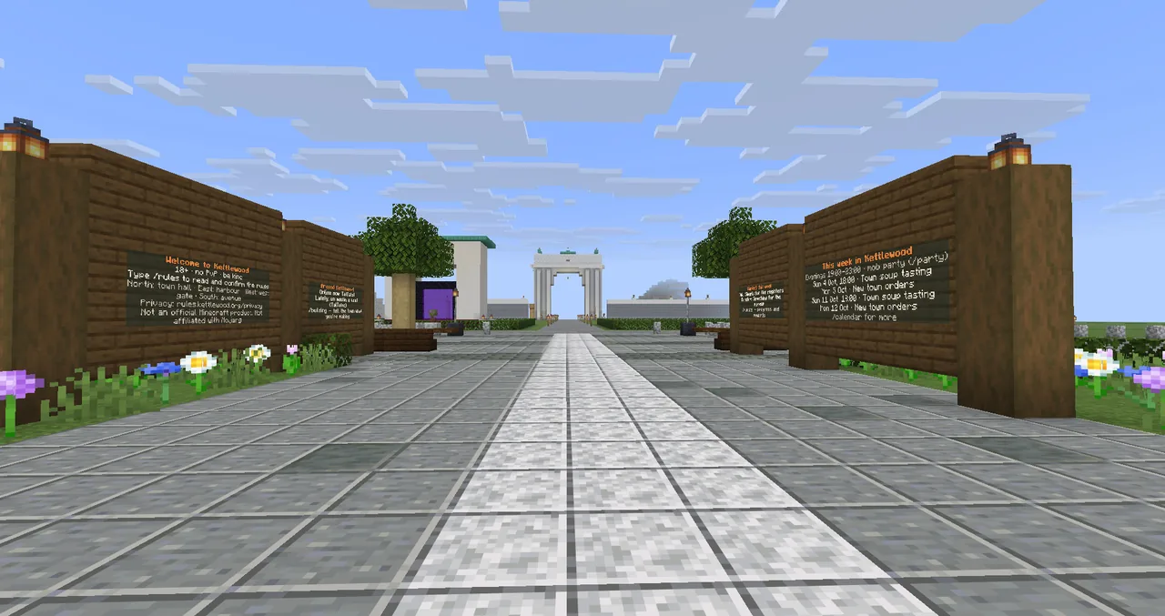 The welcome wall at the spawn: news, the calendar and this week's errands.