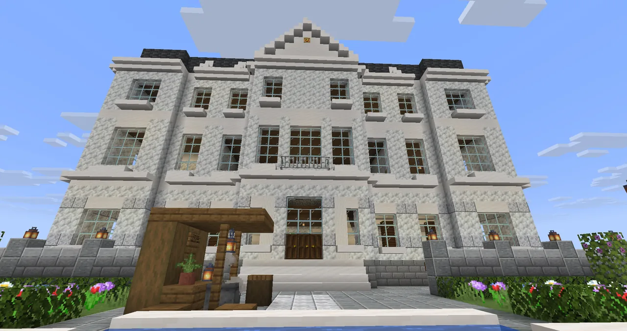 The town hall, with the soup stall out front.